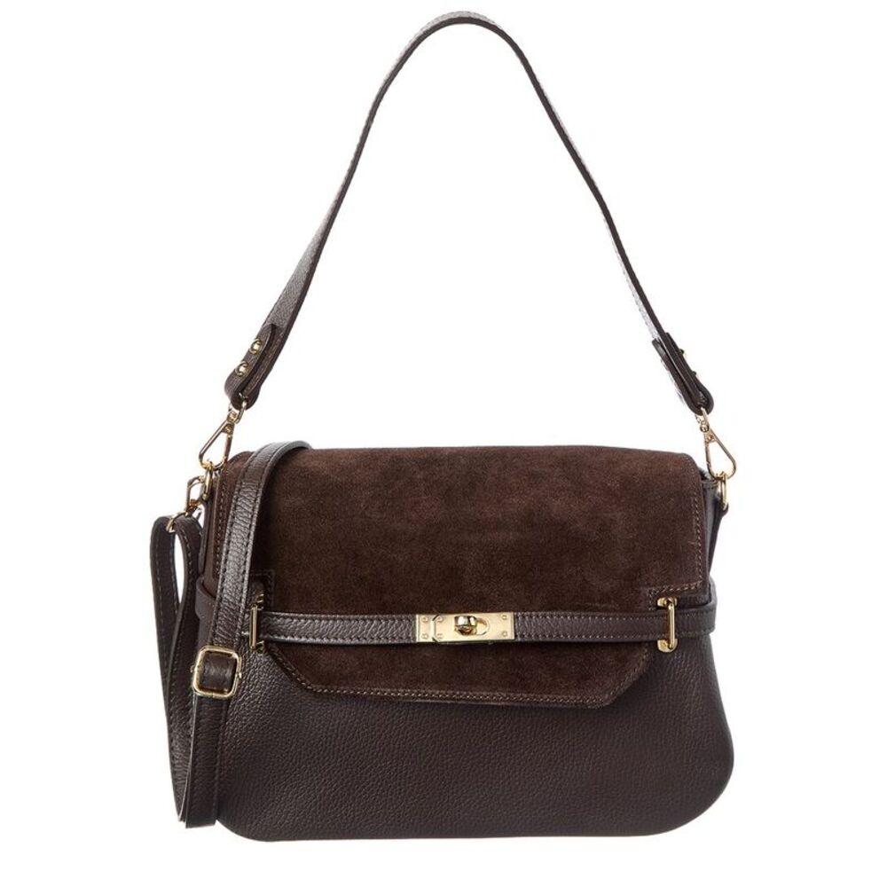 Isabella Rossetti Greta Suede & Leather Handbag, Brown